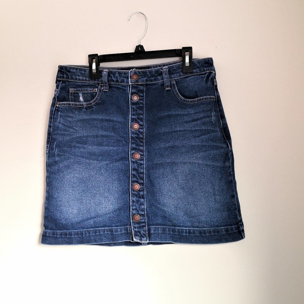 Hollister Denim Skirt High Rise Button Front Size 9/29